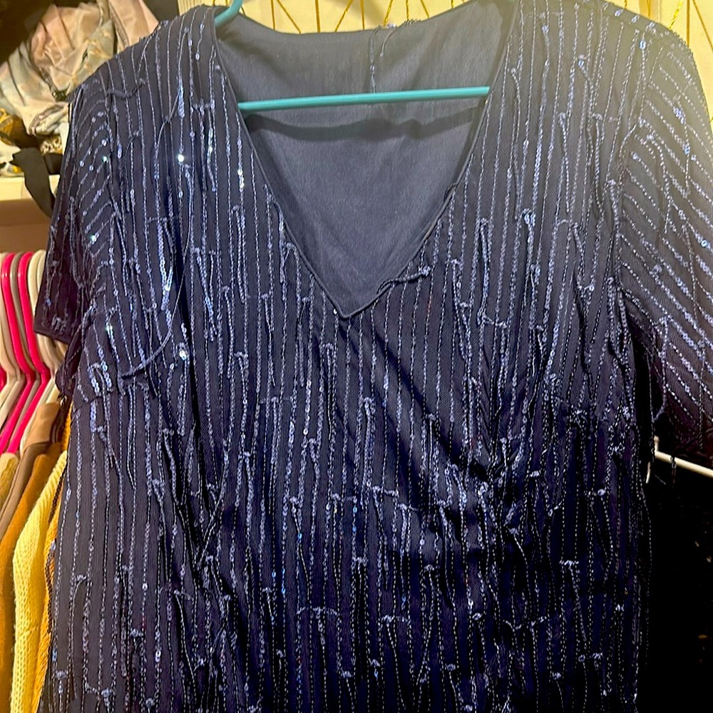 Dark blue sequin dress